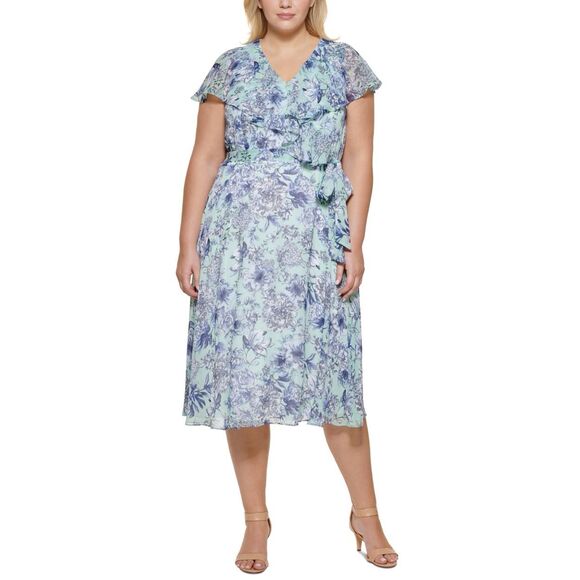Tommy Hilfiger Womens Plus Chiffon Floral Sheath Dress Size 14W - Picture 1 of 3